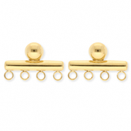 BY31&reg; Benodigdheden van Stainless steel Roestvrij staal (RVS) oorbellen&nbsp;/&nbsp;oorstekers bar with 4 loops Gold