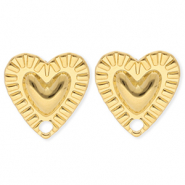 BY31&reg; Benodigdheden van Stainless steel Roestvrij staal (RVS) oorbellen&nbsp;/&nbsp;oorstekers heart with loop Gold
