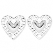 BY31&reg; Benodigdheden van Stainless steel Roestvrij staal (RVS) oorbellen&nbsp;/&nbsp;oorstekers heart with loop Silver