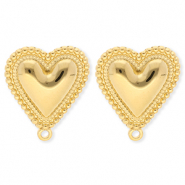 BY31&reg; Benodigdheden van Stainless steel Roestvrij staal (RVS) oorbellen&nbsp;/&nbsp;oorstekers heart with loop Gold