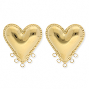 BY31&reg; Benodigdheden van Stainless steel Roestvrij staal (RVS) oorbellen&nbsp;/&nbsp;oorstekers heart with 5 loops Gold