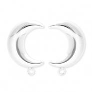 BY31&reg; Benodigdheden van Stainless steel Roestvrij staal (RVS) oorbellen&nbsp;/&nbsp;oorstekers moon with loop Silver