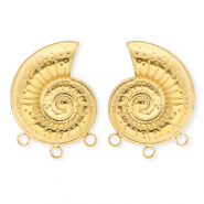 BY31&reg; Benodigdheden van Stainless steel Roestvrij staal (RVS) oorbellen&nbsp;/&nbsp;oorstekers shell with 3 loops Gold