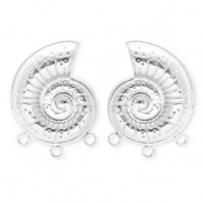 BY31&reg; Benodigdheden van Stainless steel Roestvrij staal (RVS) oorbellen&nbsp;/&nbsp;oorstekers shell with 3 loops Silver