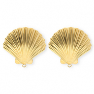 BY31&reg; Benodigdheden van Stainless steel Roestvrij staal (RVS) oorbellen&nbsp;/&nbsp;oorstekers shell with loop Gold