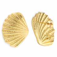 BY31&reg; Benodigdheden van Stainless steel Roestvrij staal (RVS) oorbellen&nbsp;/&nbsp;oorstekers shell with loop Gold