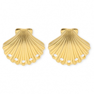 BY31&reg; Benodigdheden van Stainless steel Roestvrij staal (RVS) oorbellen&nbsp;/&nbsp;oorstekers shell with 5 loops Gold