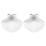 BY31&reg; Benodigdheden van Stainless steel Roestvrij staal (RVS) oorbellen&nbsp;/&nbsp;oorstekers shell with 5 loops Silver