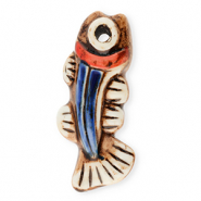 Keramiek hanger fish Brown-white-dark blue-red