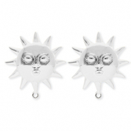 BY31&reg; Benodigdheden van Stainless steel Roestvrij staal (RVS) oorbellen&nbsp;/&nbsp;oorstekers sun with face with loop Silver