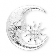 Statement broches van Stainless steel Roestvrij staal (RVS) moon & sun Silver