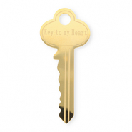 Statement broches van Stainless steel Roestvrij staal (RVS) key ''Key to my heart'' Gold