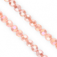 Facet kralen top quality round 6mm Salmon pink-AB coating