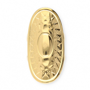 Ringen van Stainless steel Roestvrij staal (RVS) oval with sun Gold