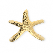 Ringen van Stainless steel Roestvrij staal (RVS) starfish Gold