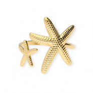 Ringen van Stainless steel Roestvrij staal (RVS) starfish Gold