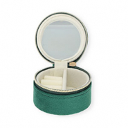 Reisdoosje voor sieraden met spiegeltje round Emerald green