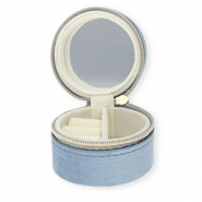 Reisdoosje voor sieraden met spiegeltje round Grey blue