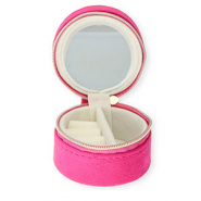 Reisdoosje voor sieraden met spiegeltje round Hot pink