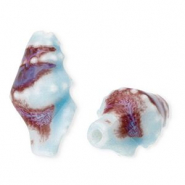 Keramiek kraal whelk Light blue-brown