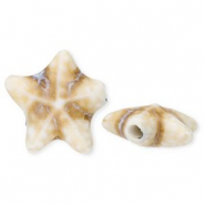 Keramiek kraal starfish Off white-light brown