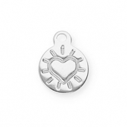 Bedels van Stainless steel Roestvrij staal (RVS) round with heart Silver