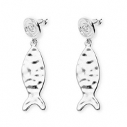 Musthave oorbellen&nbsp;/&nbsp;oorstekers spiral & fish met RVS steker Silver