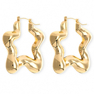 Statement oorbellen / creolen star met RVS steker Gold