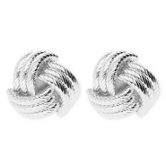 Statement oorbellen / oorstekers monkey's fist met RVS steker Silver