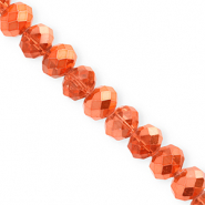 Facet kralen top quality disc 12x9mm Coral orange-pearl shine coating