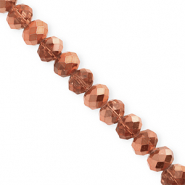 Facet kralen top quality disc 8x6mm Rose gold-pearl shine coating