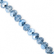 Facet kralen top quality disc 8x6mm Blue-pearl shine coating