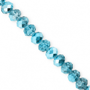 Facet kralen top quality disc 8x6mm Teal blue-pearl shine coating