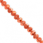 Facet kralen top quality disc 6x5mm Coral orange-pearl shine coating