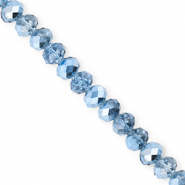 Facet kralen top quality disc 6x5mm Blue-pearl shine coating