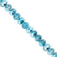 Facet kralen top quality disc 6x5mm Teal blue-pearl shine coating