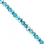 Facet kralen top quality disc 4x3mm Teal blue-pearl shine coating