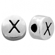 DQ metaal letterkraal X Antiek zilver (nikkelvrij)