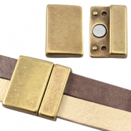 DQ metalen magneetslot large (voor DQ leer plat 10/20mm) Antiek brons (nikkelvrij)