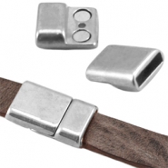 DQ metalen magneetslot  (voor DQ leer plat 10mm) Antiek zilver (nikkelvrij)