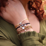 Inspiratiesets Hoe maak ik een trendy armbandje met satijn draad en initials kralen?