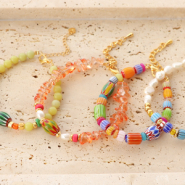 Inspiratiesets Tips voor boho armbanden met millefiori glaskralen met streepjes