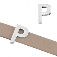 DQ metalen letterschuivers "P" &Oslash;10.3x2.3mm Antiek zilver (nikkelvrij)
