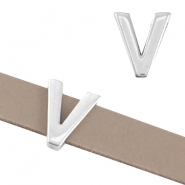 DQ metalen letterschuivers "V" &Oslash;10.3x2.3mm Antiek zilver (nikkelvrij)