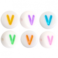 Acryl letterkralen letter V Multicolor-Wit