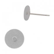 Oorbellen/oorstekers van Stainless steel Roestvrij staal (RVS) voor 12mm cabochon Zilver 