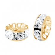 Strass kralen disc 8mm Gold-crystal
