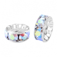 Strass kralen disc 6mm Silver-crystal AB coated