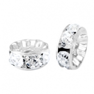 Strass kralen disc 6mm Silver-crystal