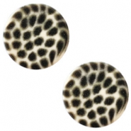 12 mm platte Polaris Elements cabochon leopard Silk beige